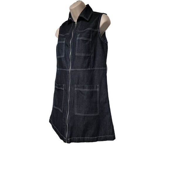 Eighty-Eight Denim Blue Mini Dress Zip Up Front Women’s Size Small - Picture 2 of 7